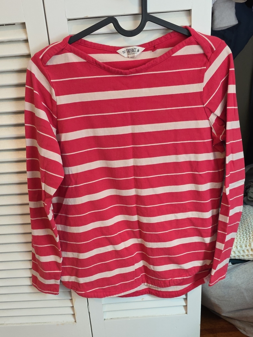 Fat Face Kids Red & White Striped Long Sleeve Tee
